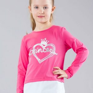 Wholesale Pink girl blouse with lettering and applique