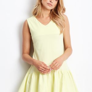 Wholesale Light yellow dress with layered ruffles