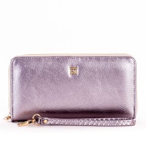 Wholesale Silver Leatherette Long Zipper Wallet