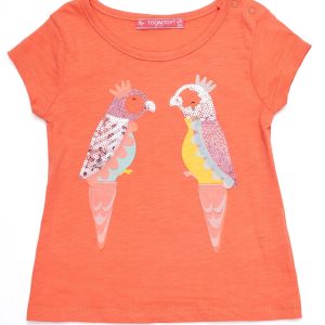 Wholesale Coral baby t-shirt with parrots