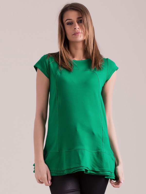 Wholesale Green tunic with layered ruffles