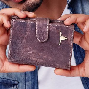 Wholesale Brown men's leather wallet with scuffs