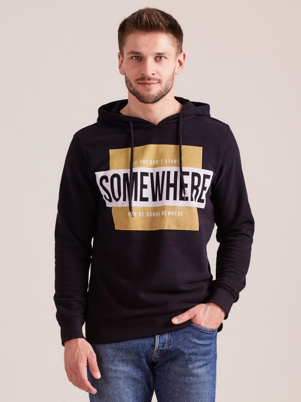 Wholesale Black men's sweatshirt with inscription