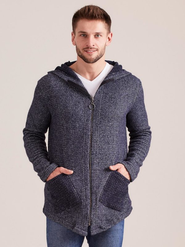 Wholesale Navy blue sweatshirt for men with zipper