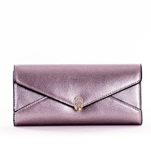 Wholesale Silver oblong wallet with decorative snap closure