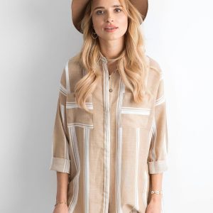 Wholesale Women's Beige Striped Shirt