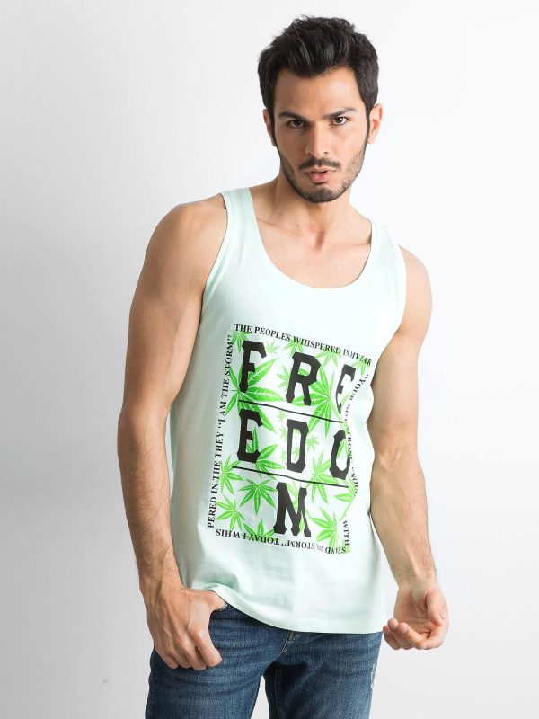 Wholesale Men's Mint Printed Tank Top