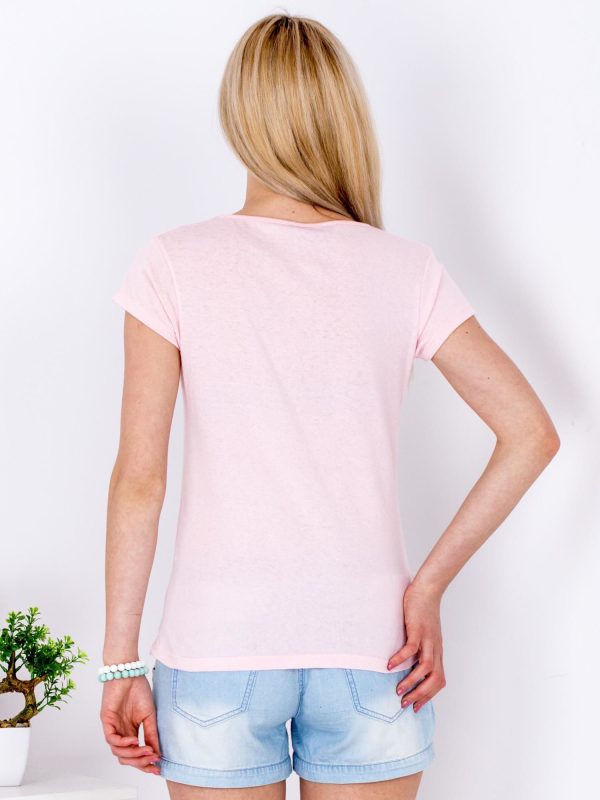 Wholesale Pink t-shirt with boho print