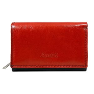 Wholesale Smooth Red and Black Leather Ladies Wallet