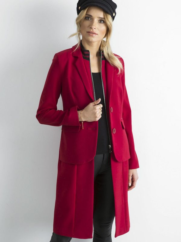 Wholesale BY O LA LA Red long coat jacket