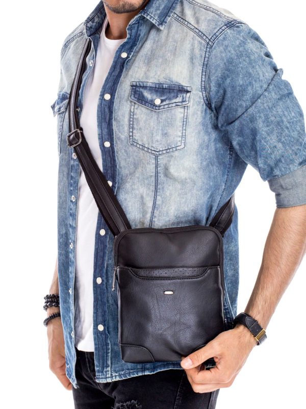 Wholesale Black Men's Bag with Outer Pocket