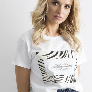 Wholesale White T-shirt with animal motif