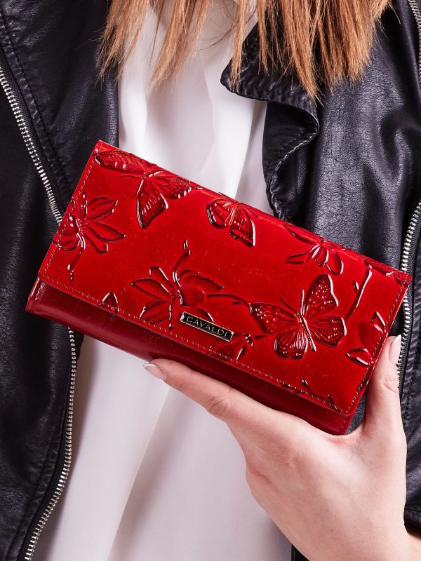 Wholesale Red wallet with butterfly motif