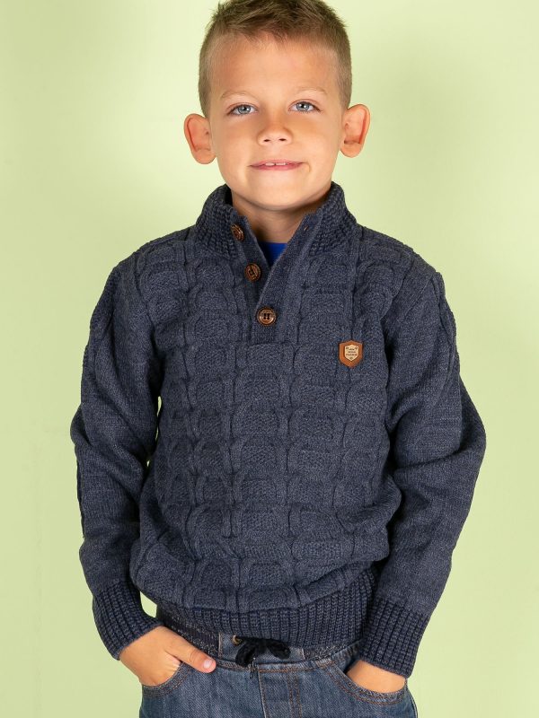 Wholesale Dark blue knitted sweater for boy