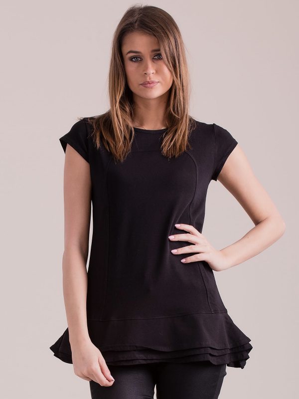 Wholesale Black tunic with layered ruffles