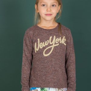 Wholesale Brown blouse for girl with inscription