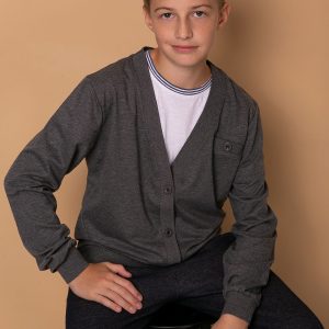 Wholesale Dark Grey Cardigan Sweatshirt for Boy