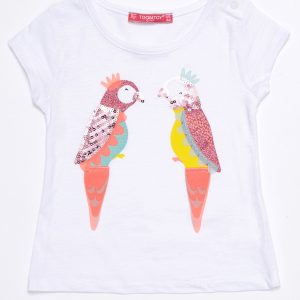 Wholesale White baby t-shirt with parrots