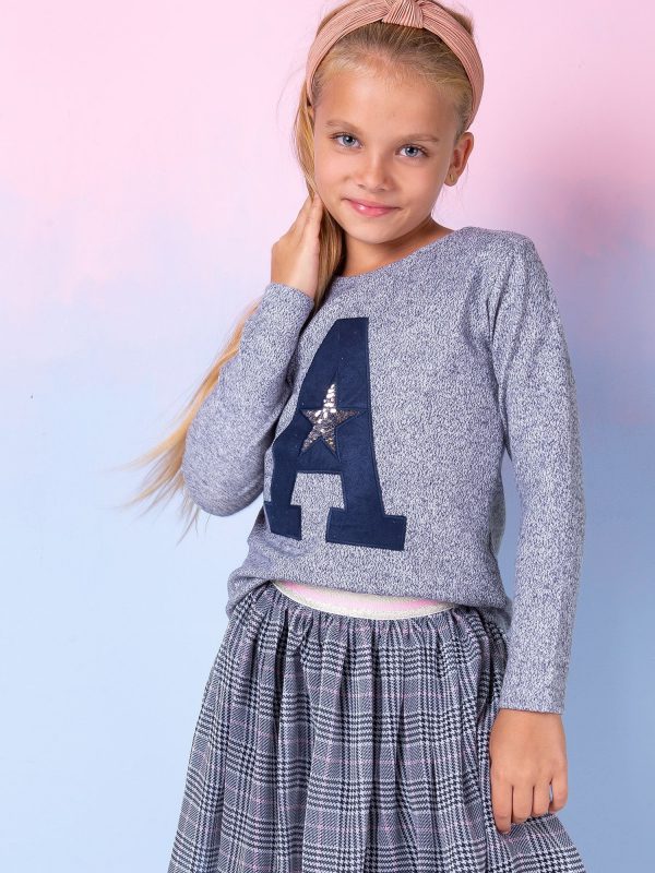 Wholesale Navy blue sweatshirt for girl with letter