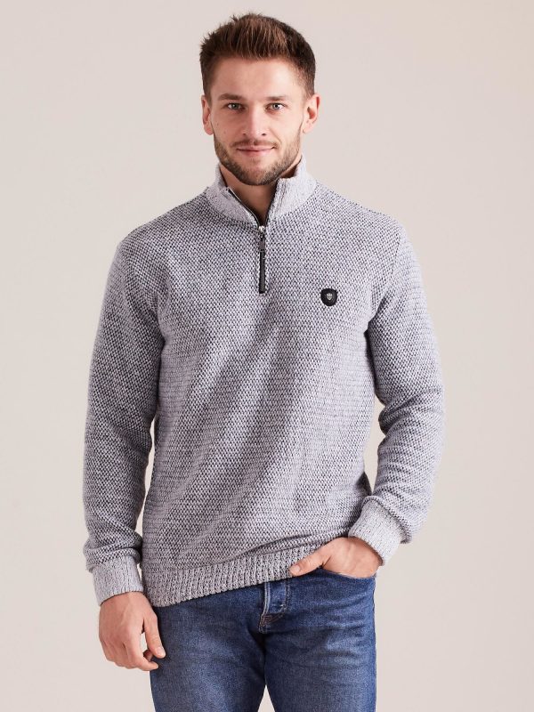 Wholesale Grey Men's Knitted Sweatshirt