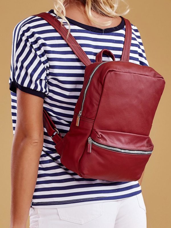 Wholesale Burgundy leather backpack