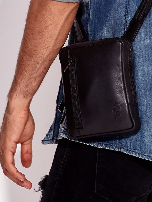 Wholesale Black Genuine Leather Men's Shoulder Bag