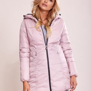 Wholesale Grey-pink double-sided jacket with hood