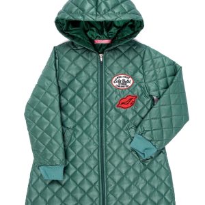 Wholesale Green quilted jacket for girl with patch