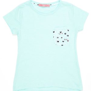 Wholesale Mint t-shirt for girl with pocket