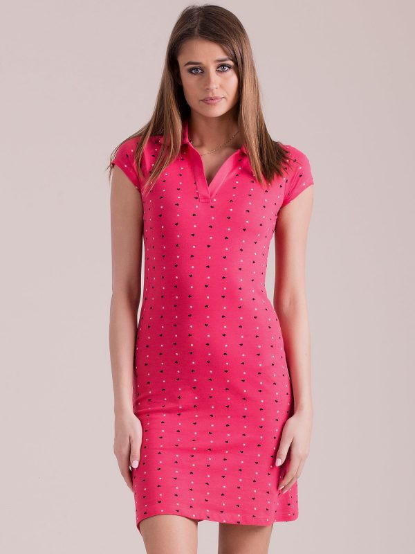 Wholesale Coral Polo Dress with Hearts