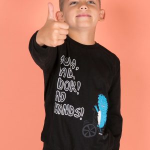 Wholesale Black blouse for boy with comic print