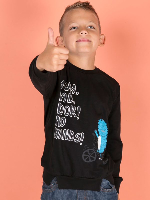 Wholesale Black blouse for boy with comic print