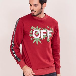 Wholesale Burgundy sweatshirt for men with print