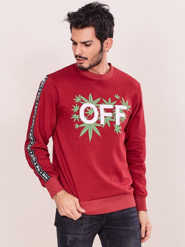 Wholesale Burgundy sweatshirt for men with print