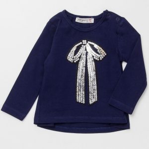 Wholesale Navy blue blouse for girl with sequin applique