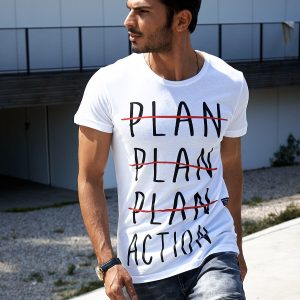 Wholesale White t-shirt for men with motivational print