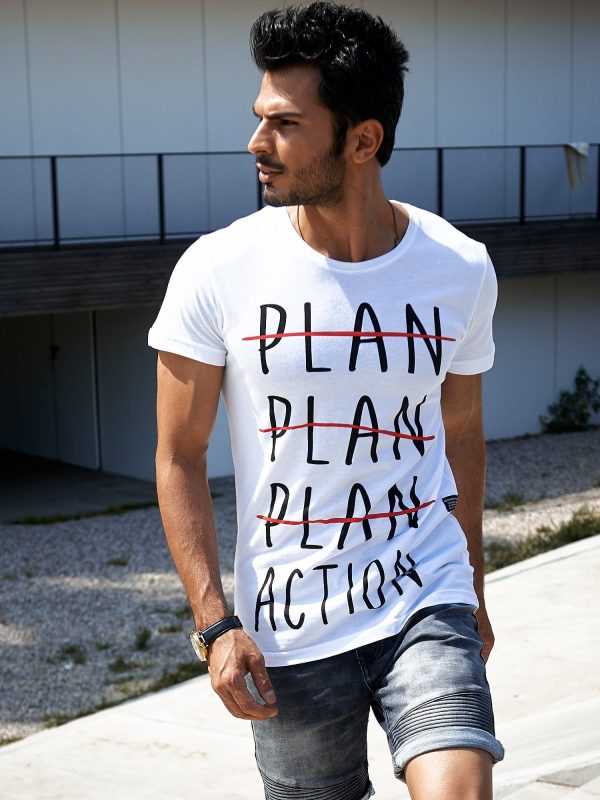 Wholesale White t-shirt for men with motivational print