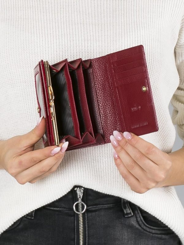 Wholesale Red Patent Leather Wallet with Geometric Patterns