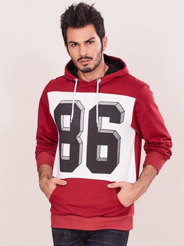 Wholesale Burgundy men's sweatshirt with print