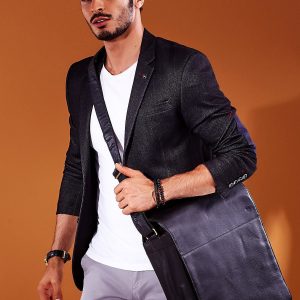 Wholesale Men's bag leather black with flip