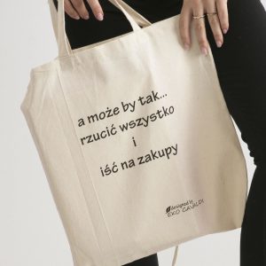 Wholesale Beige eco-friendly bag with inscription