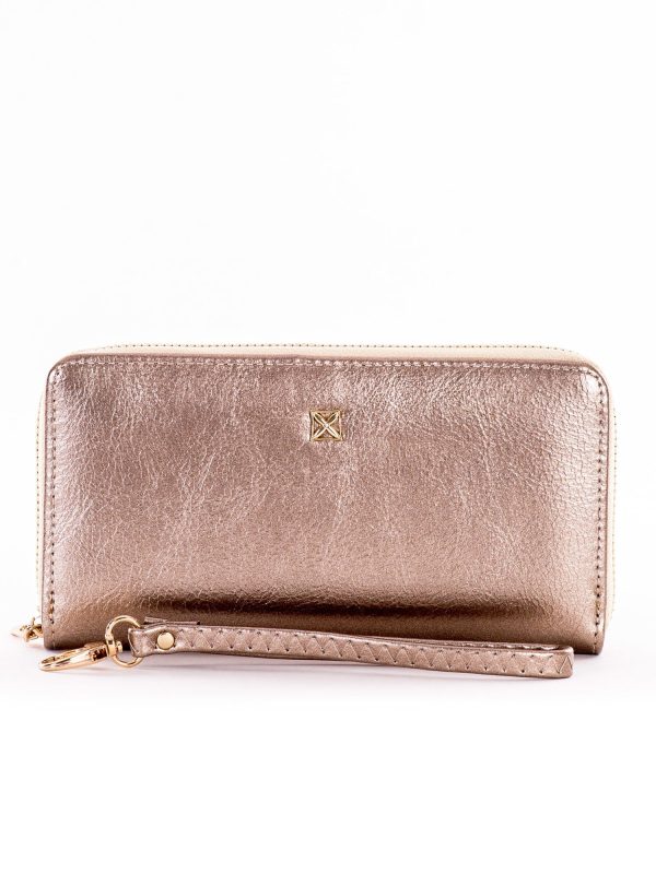 Wholesale Gold Leatherette Long Zipper Wallet