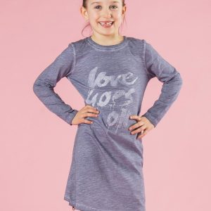 Wholesale Grey Blue Cotton Girl Dress