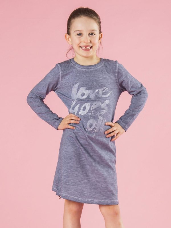 Wholesale Grey Blue Cotton Girl Dress