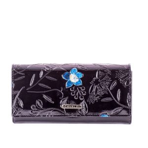 Wholesale Black wallet in embossed flowers