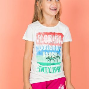 Wholesale Ecru t-shirt for girl with inscriptions