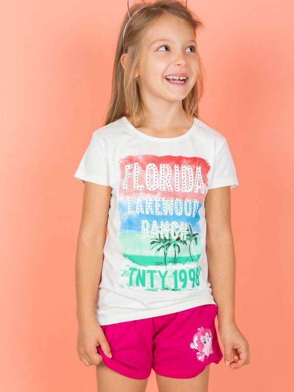 Wholesale Ecru t-shirt for girl with inscriptions