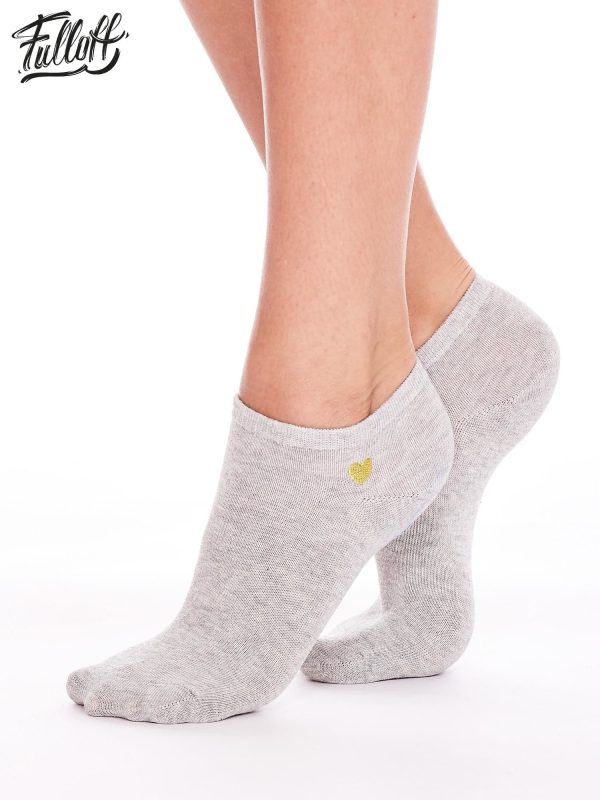 Wholesale FULLOFF Grey foot socks with hearts