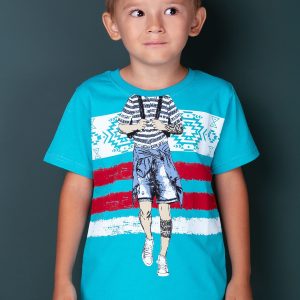 Wholesale Turquoise t-shirt for boy with print