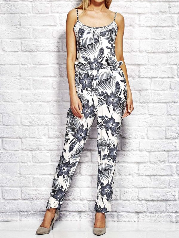 Wholesale Long jumpsuit exotic print blue